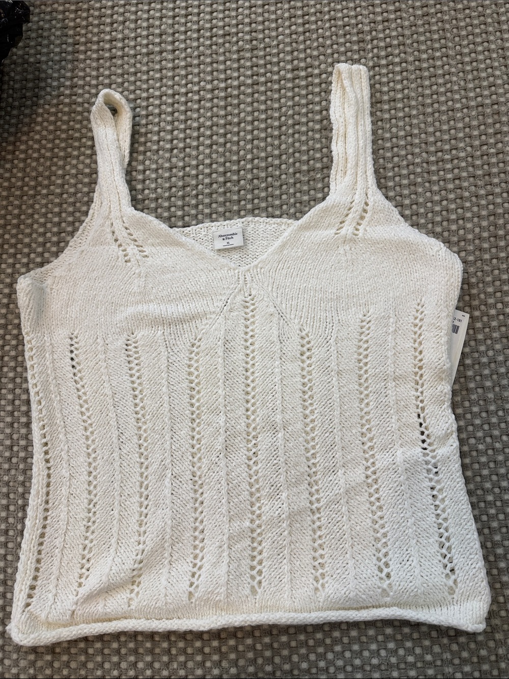 Abercrombie & Fitch Ivory Open-Knit V-Neck Camisole